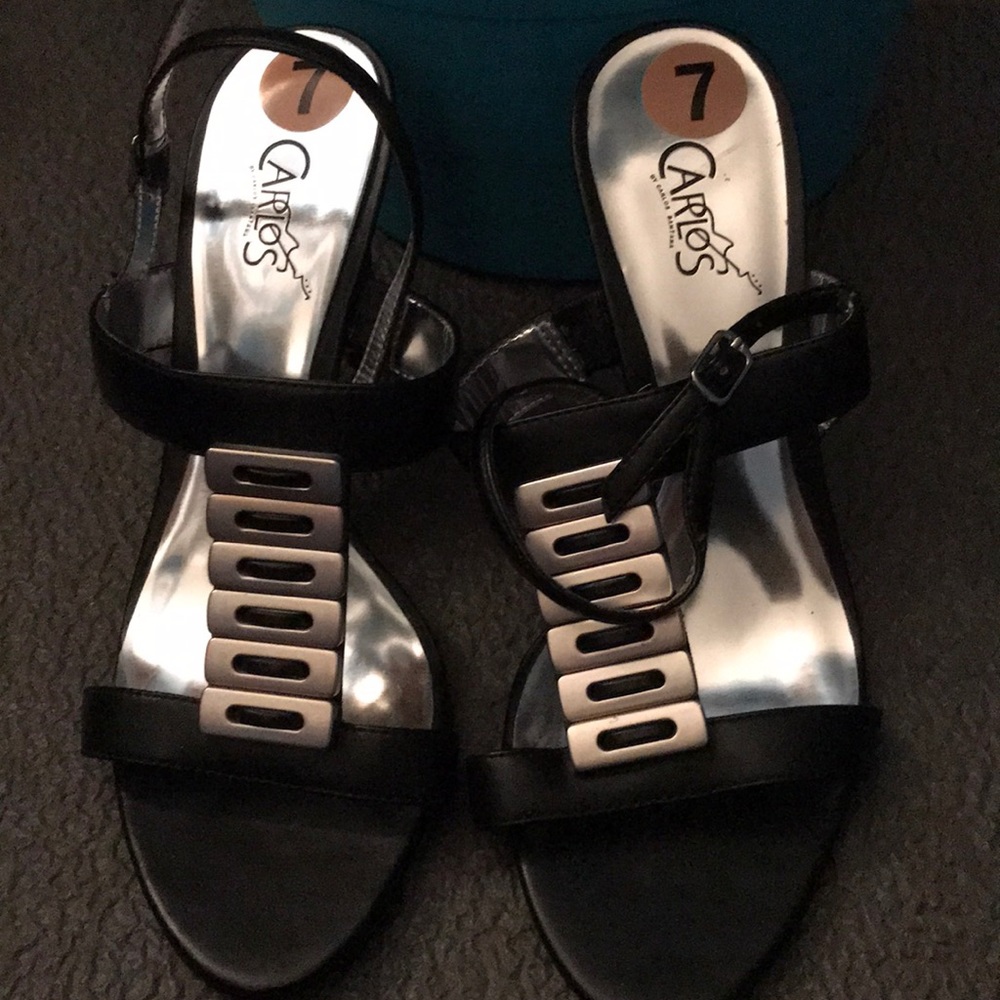 Black open toe Carols Santana heels